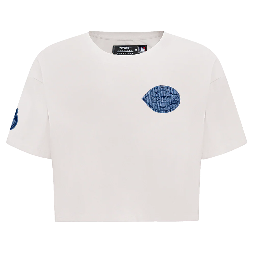 MLB CINCINNATI REDS VARSITY BLUES WOMEN'S BOXY TOP (LINEN)
