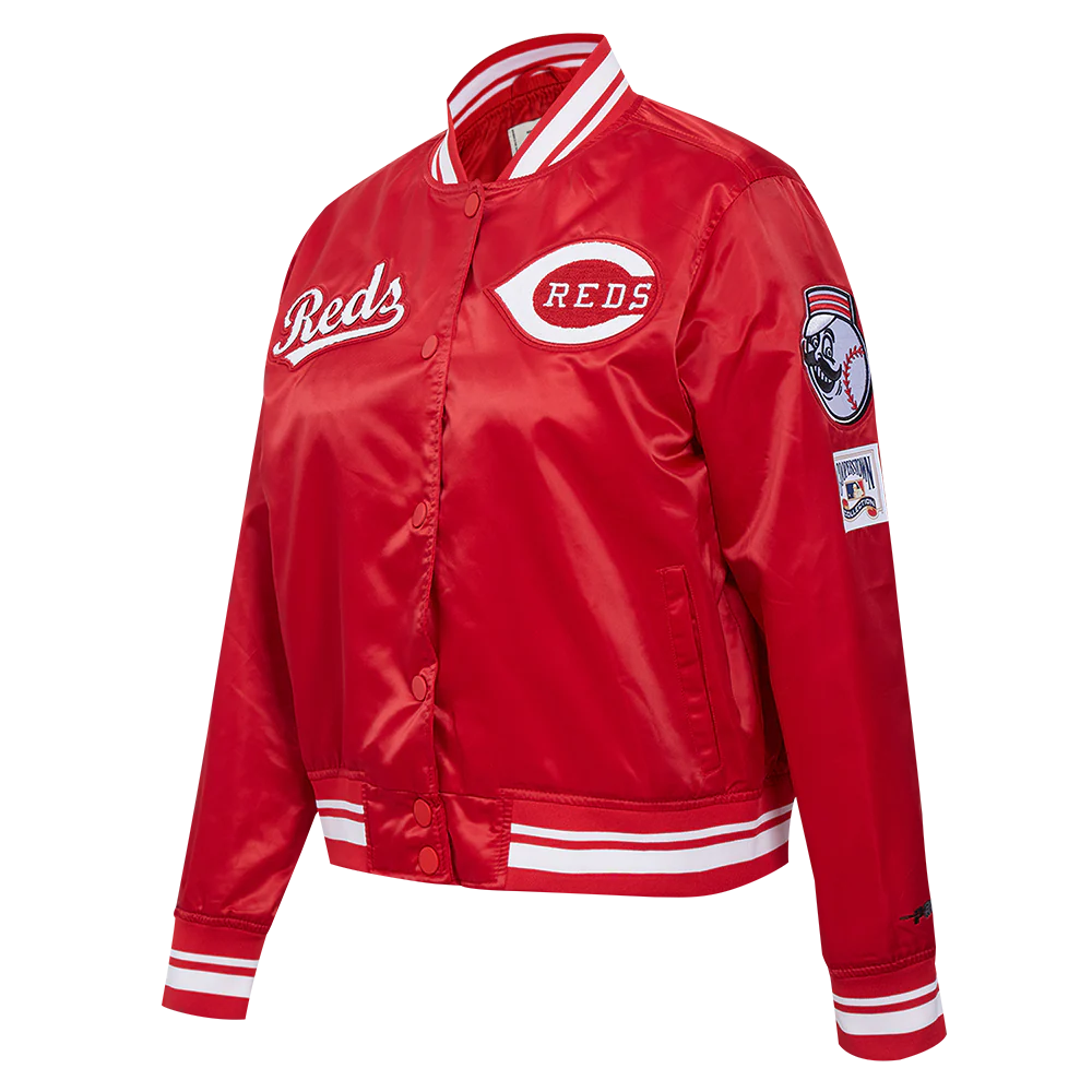MLB CINCINNATI REDS RETRO CLASSIC WOMEN'S RIB SATIN JACKET (RED) - Image 2