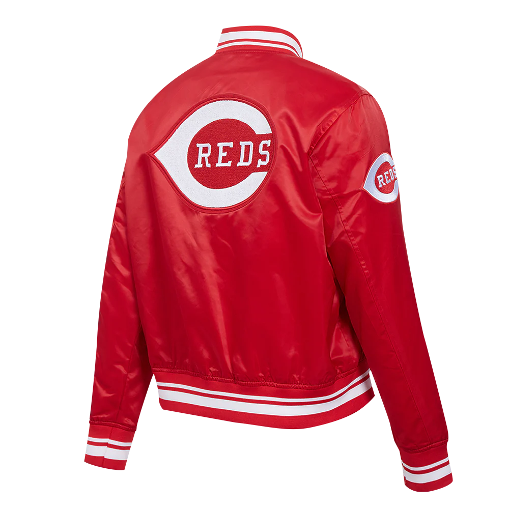 MLB CINCINNATI REDS RETRO CLASSIC WOMEN'S RIB SATIN JACKET (RED) - Image 4