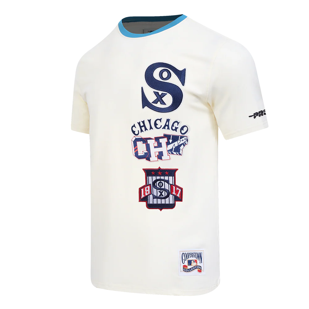 MLB CHICAGO WHITE SOX RETRO CASCADE MEN'S RINGER TOP (EGGSHELL/ UNIVERSITY BLUE) - Image 2