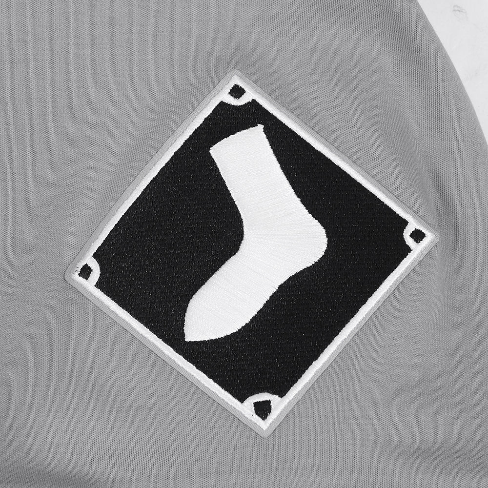 MLB CHICAGO WHITE SOX CLASSIC CHENILLE MEN'S DOUBLE KNIT SHORT SLEEVE PULLOVER HOODIE (GRAY) - Image 6