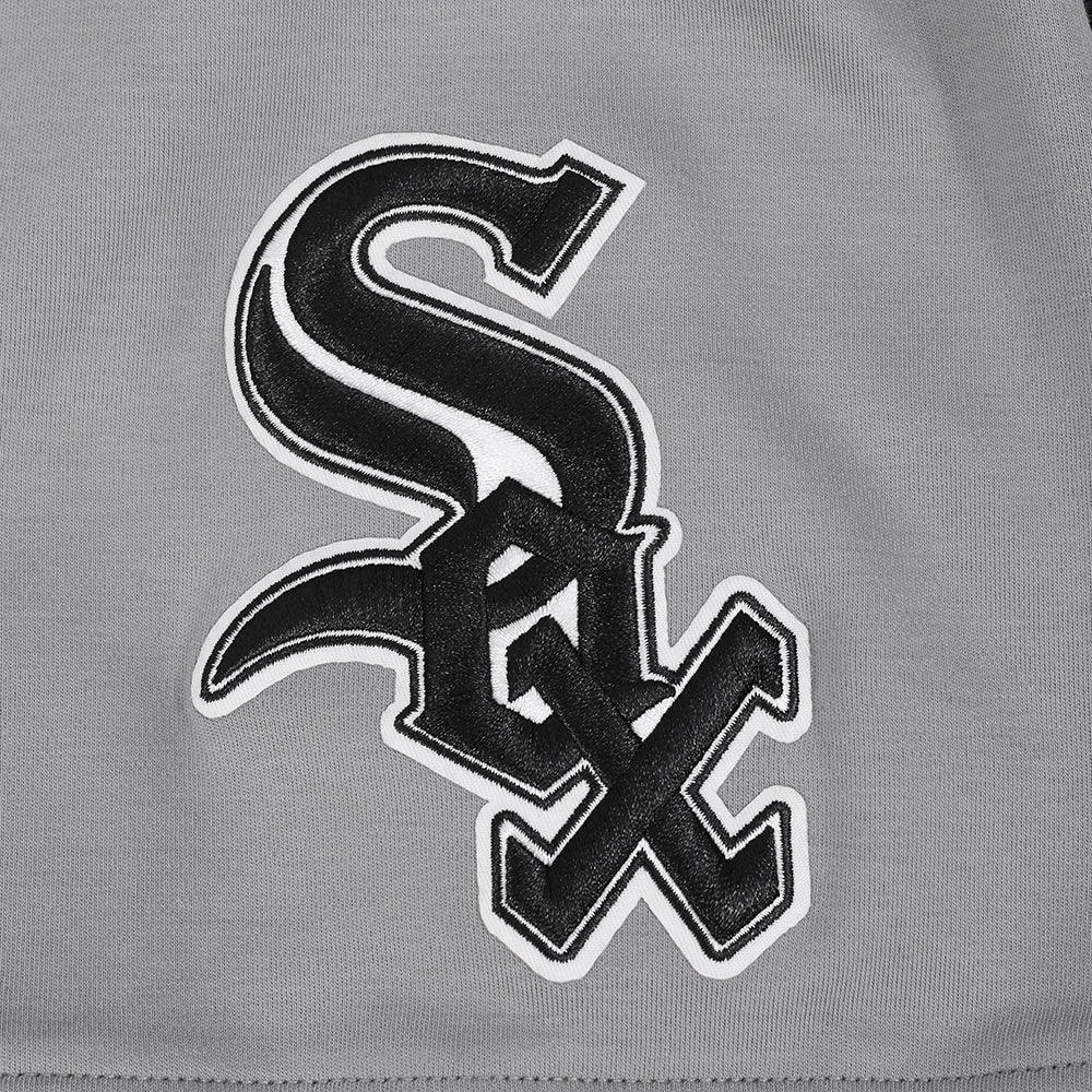 MLB CHICAGO WHITE SOX CLASSIC CHENILLE MEN'S DOUBLE KNIT SHORT SLEEVE PULLOVER HOODIE (GRAY) - Image 7