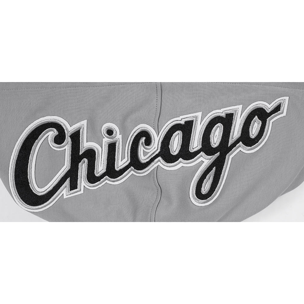 MLB CHICAGO WHITE SOX CLASSIC CHENILLE MEN'S DOUBLE KNIT SHORT SLEEVE PULLOVER HOODIE (GRAY) - Image 8
