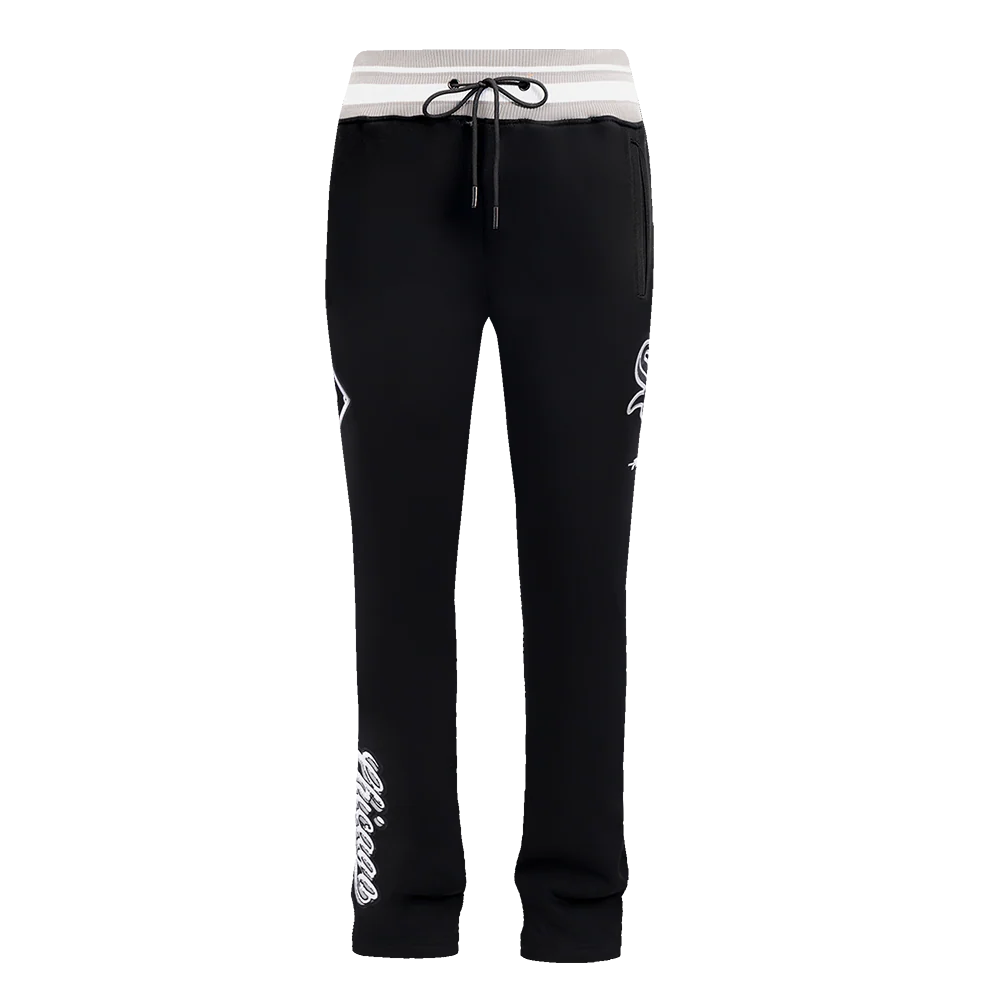 MLB CHICAGO WHITE SOX SCRIPT TAIL MEN'S RIB FLEECE SWEATPANT (BLACK/GRAY) - Image 2