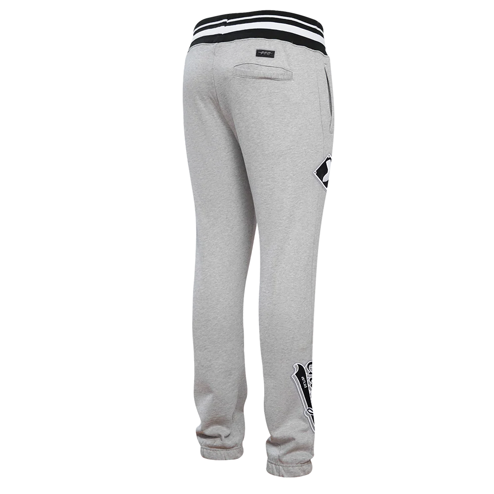 MLB CHICAGO WHITE SOX SCRIPT TAIL MEN'S RIB FLEECE SWEATPANT (HEATHER GRAY/BLACK) - Image 4