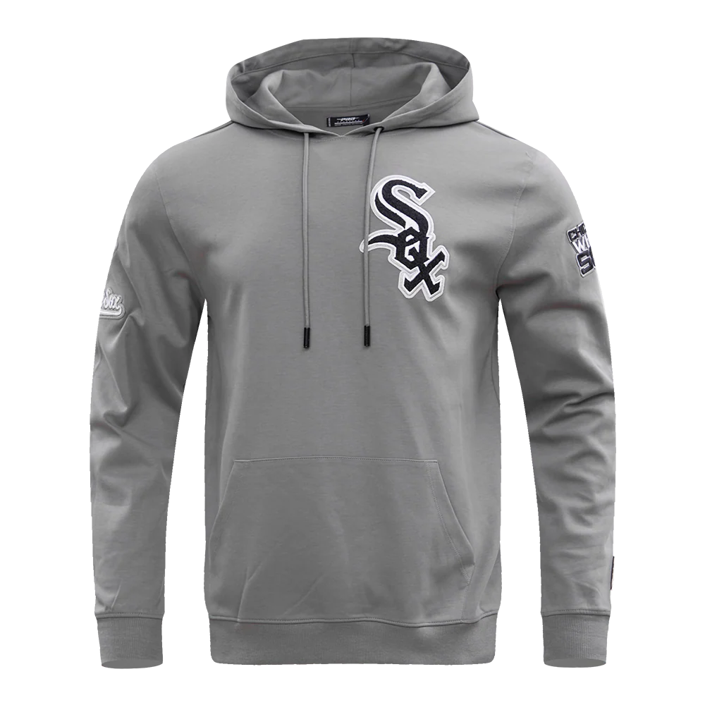 MLB CHICAGO WHITE SOX CLASSIC CHENILLE MEN'S PULLOVER HOODIE (GRAY)