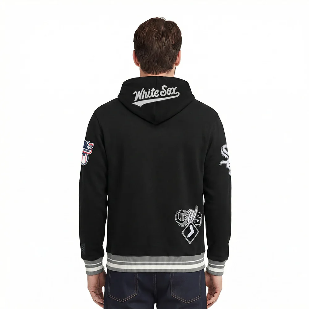 MLB CHICAGO WHITE SOX CITY RANSOM MEN'S RIB FLEECE PULLOVER HOODIE (BLACK/GRAY) - Image 2