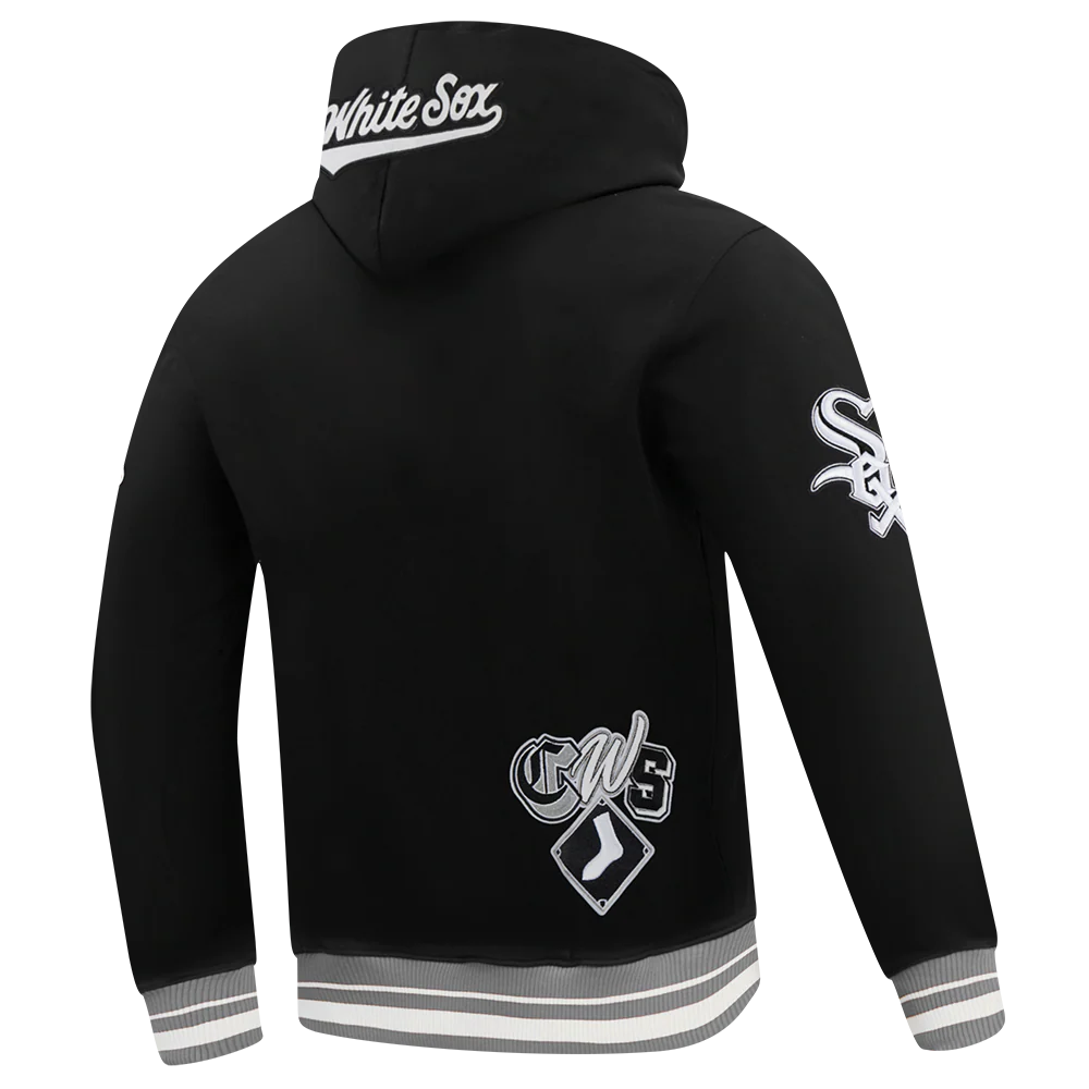 MLB CHICAGO WHITE SOX CITY RANSOM MEN'S RIB FLEECE PULLOVER HOODIE (BLACK/GRAY) - Image 6