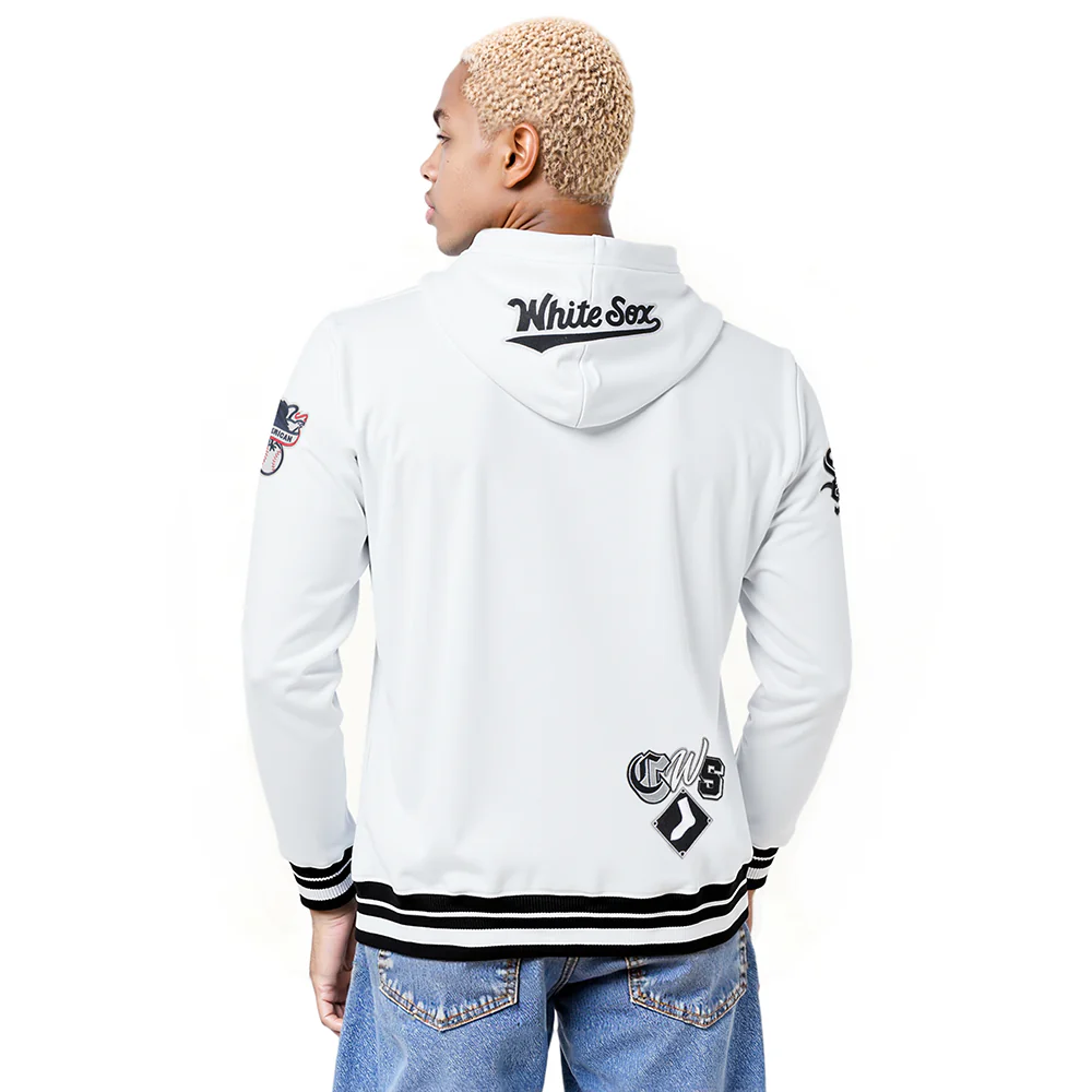 MLB CHICAGO WHITE SOX CITY RANSOM MEN'S RIB FLEECE PULLOVER HOODIE (WHITE/BLACK) - Image 2