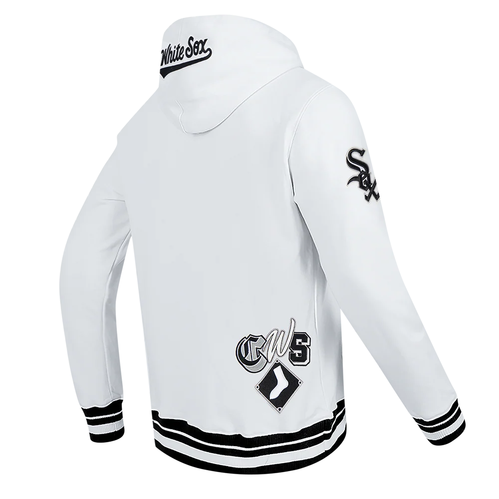 MLB CHICAGO WHITE SOX CITY RANSOM MEN'S RIB FLEECE PULLOVER HOODIE (WHITE/BLACK) - Image 4