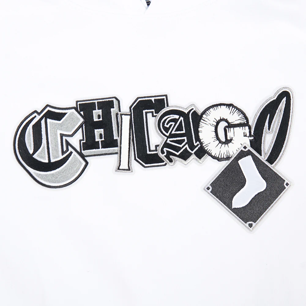 MLB CHICAGO WHITE SOX CITY RANSOM MEN'S RIB FLEECE PULLOVER HOODIE (WHITE/BLACK) - Image 8
