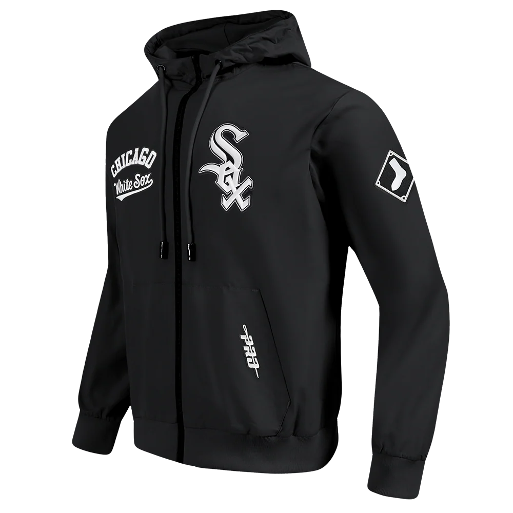 MLB CHICAGO WHITE SOX CLASSIC WIND SUIT MEN'S WOVEN FULL ZIP PULLOVER HOODIE (BLACK) - Image 2