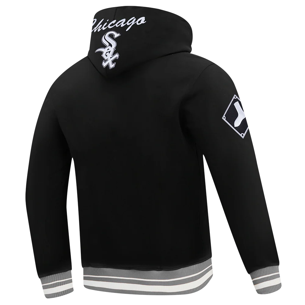MLB CHICAGO WHITE SOX TEAM BADGE MEN'S RIB FLC PO HOODIE (BLACK/GRAY) - Image 5