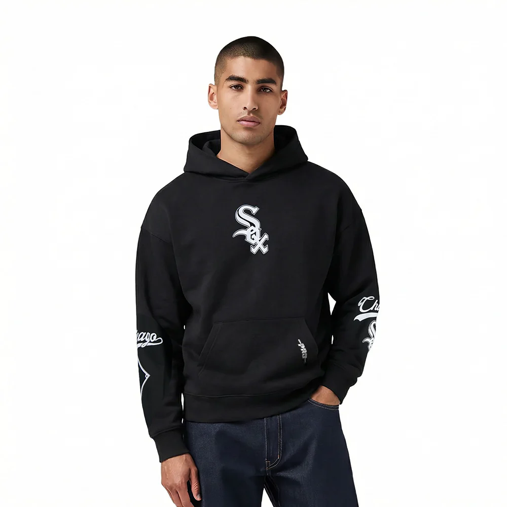 MLB CHICAGO WHITE SOX LIVING LARGE MEN'S DROP SHOULDER FLC PO HOODIE (BLACK)