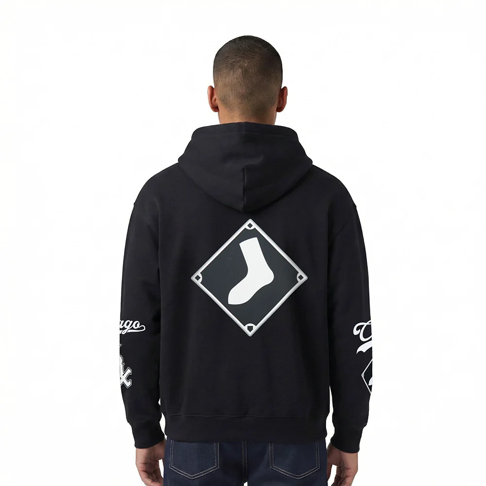MLB CHICAGO WHITE SOX LIVING LARGE MEN'S DROP SHOULDER FLC PO HOODIE (BLACK) - Image 2