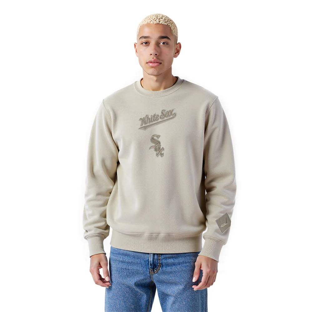 MLB CHICAGO WHITE SOX WINGSPAN MEN'S DROP SHOULDER FLC CREWNECK (TAUPE) - Image 2