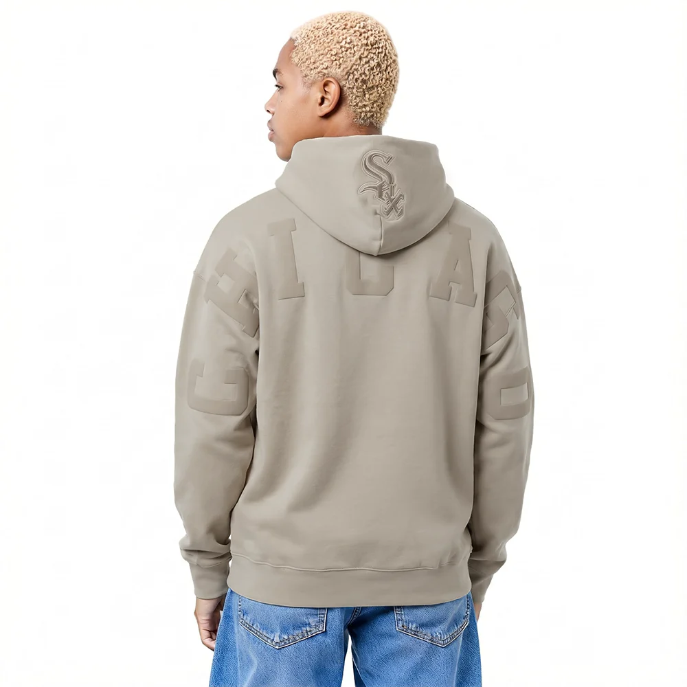 MLB CHICAGO WHITE SOX WINGSPAN MEN'S DROP SHOULDER FLC PO HOODIE (TAUPE)