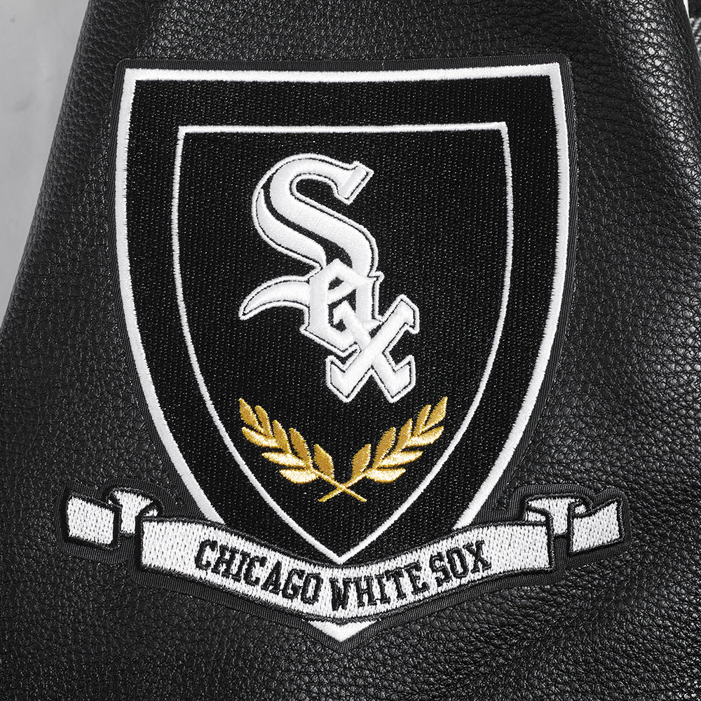 MLB CHICAGO WHITE SOX PRO PREP PLAID MEN'S WOOL VARSITY JACKET (WHITE/BLACK) - Image 9