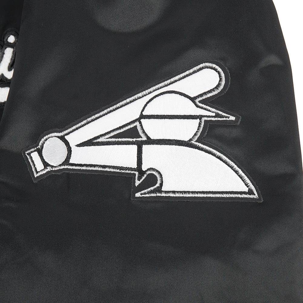 MLB CHICAGO WHITE SOX TURN IT UP MEN'S RIB SATIN JACKET (BLACK/GRAY) - Image 7