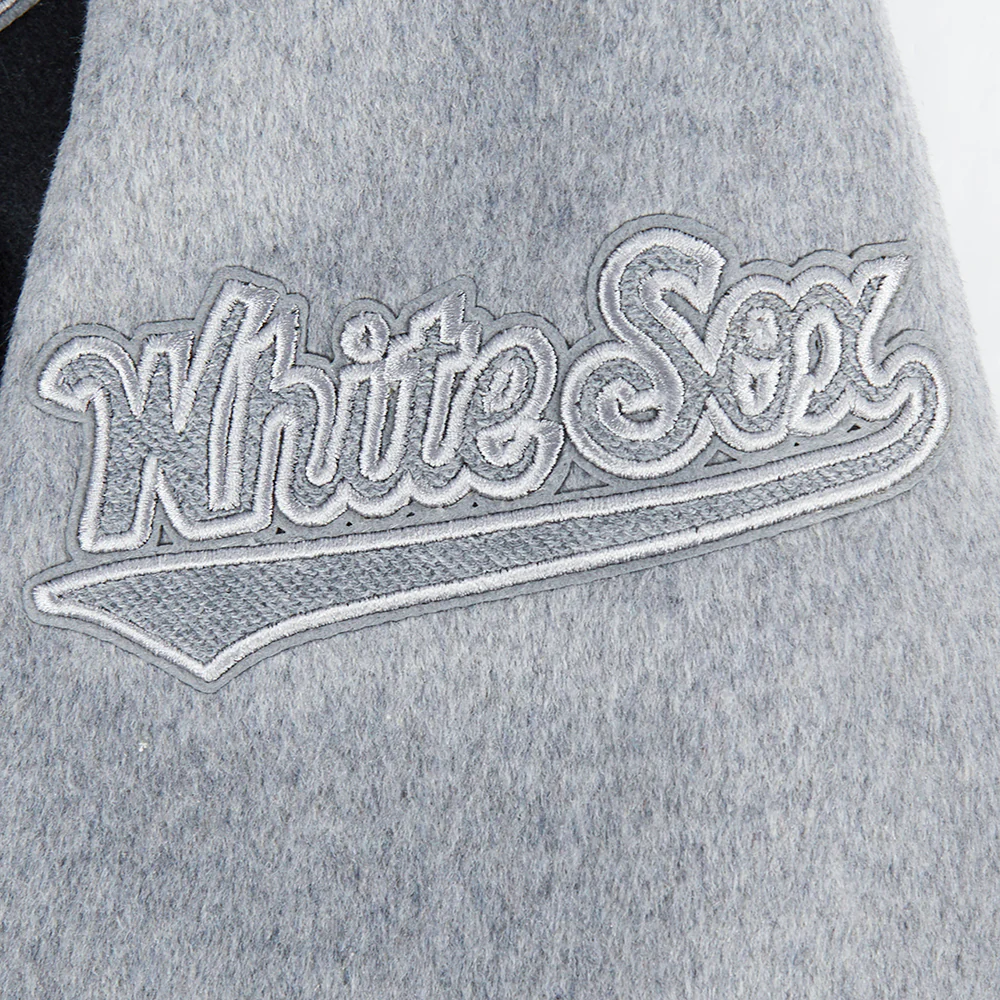 MLB CHICAGO WHITE SOX REVERSE FRENCH TERRY MEN'S CB WOOL VARSITY JAC (BLACK/GRAY/EGGSHELL) - Image 8