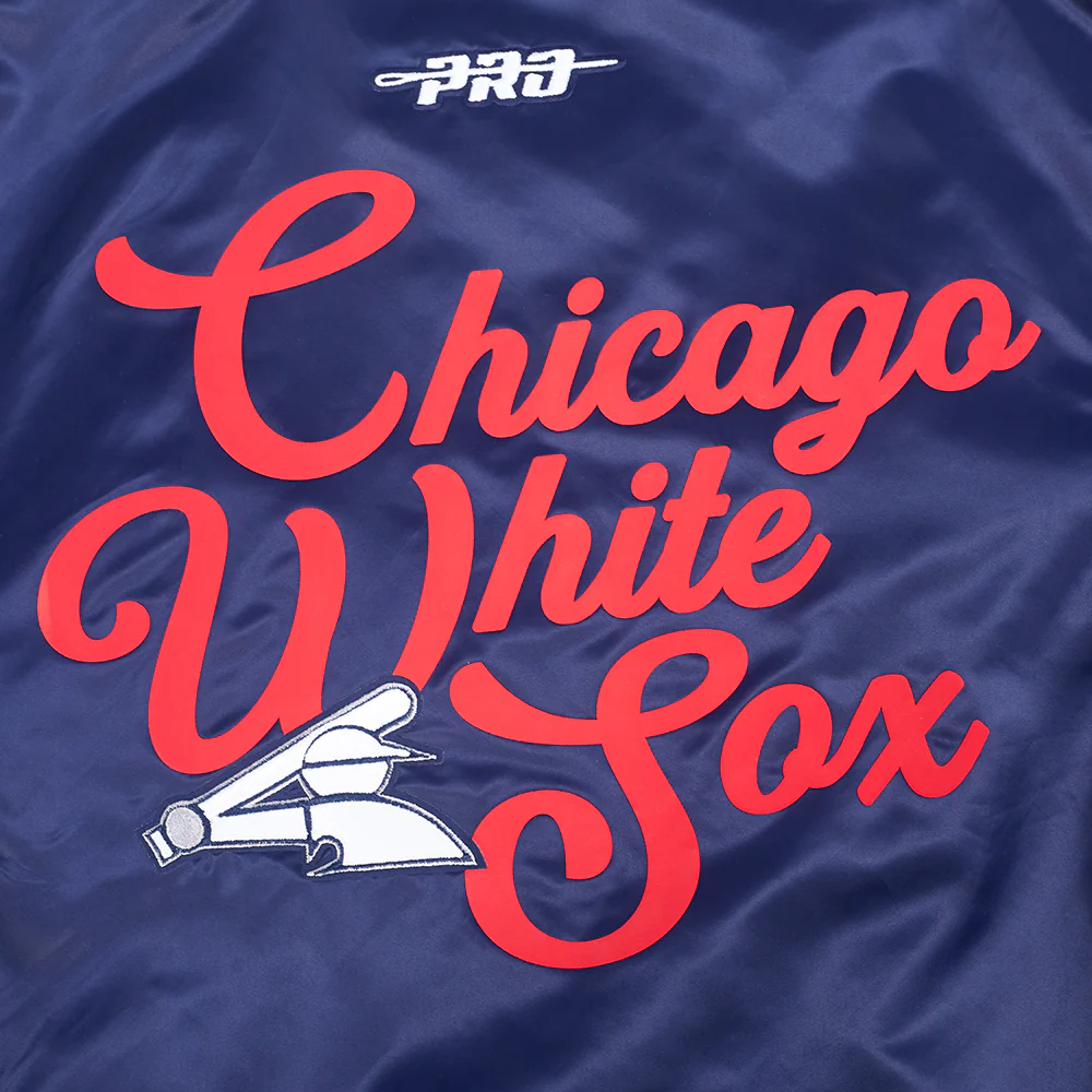 MLB CHICAGO WHITE SOX SOUVENIR MEN'S SATIN JACKET (NAVY) - Image 8