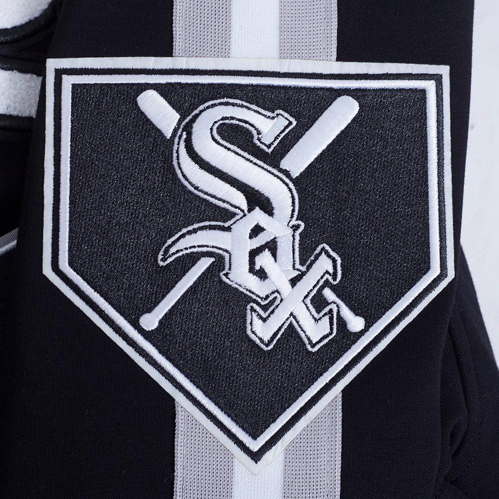 MLB CHICAGO WHITE SOX CURRENT LOGO PRO GAME DAY MEN'S DOUBLE KNIT JACKET (BLACK/SILVER/WHITE) - Image 6