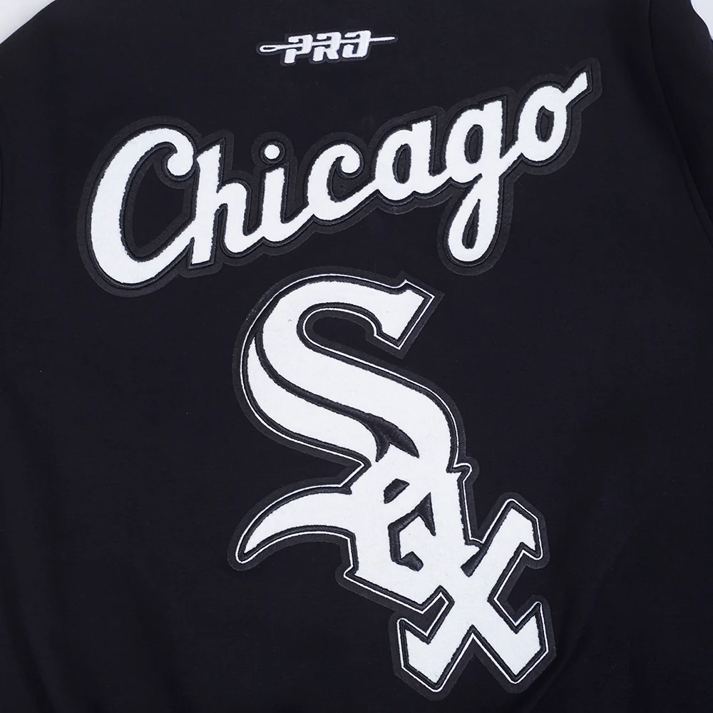 MLB CHICAGO WHITE SOX CURRENT LOGO PRO GAME DAY MEN'S DOUBLE KNIT JACKET (BLACK/SILVER/WHITE) - Image 8