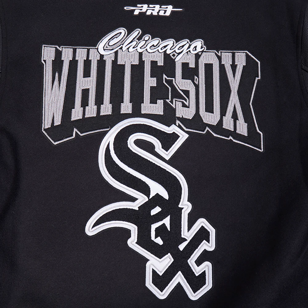 MLB CHICAGO WHITE SOX TEAM BADGE MEN'S RIB WOOL VARSITY JACKET (BLACK/GRAY) - Image 10
