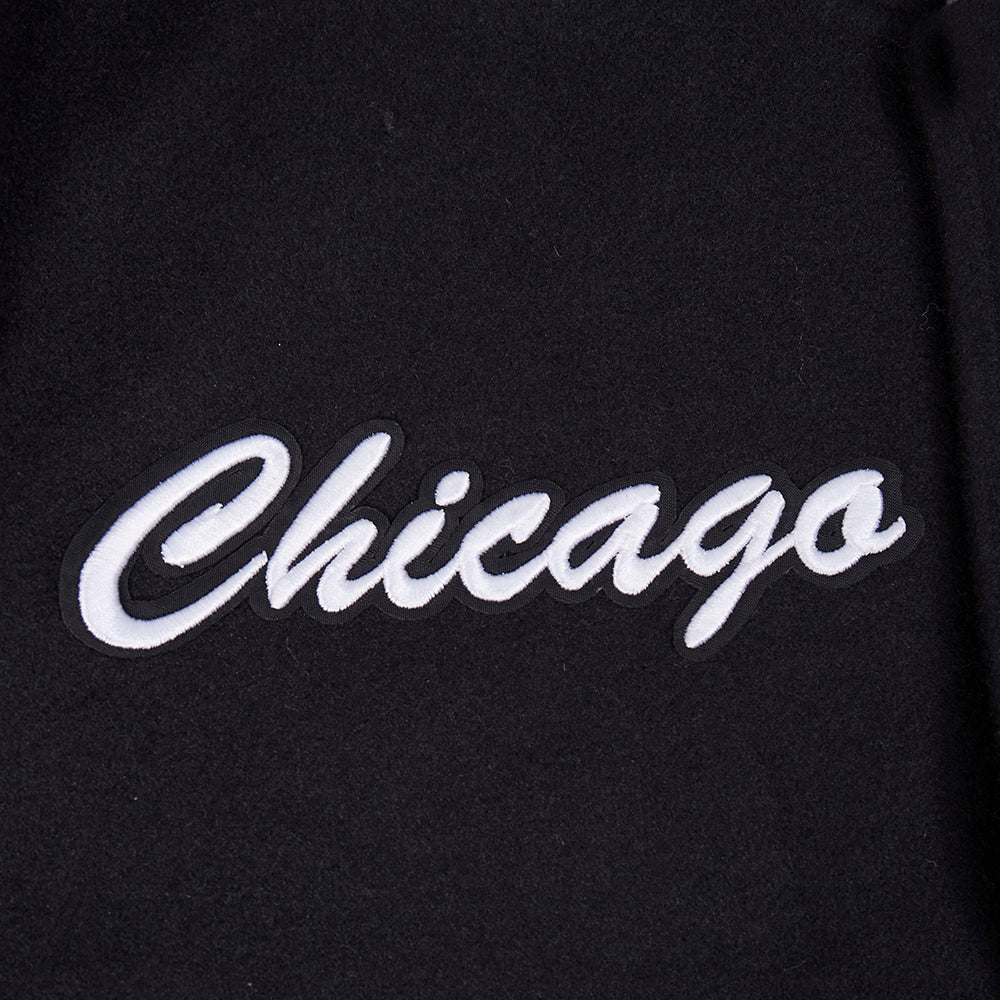 MLB CHICAGO WHITE SOX TEAM BADGE MEN'S RIB WOOL VARSITY JACKET (BLACK/GRAY) - Image 6