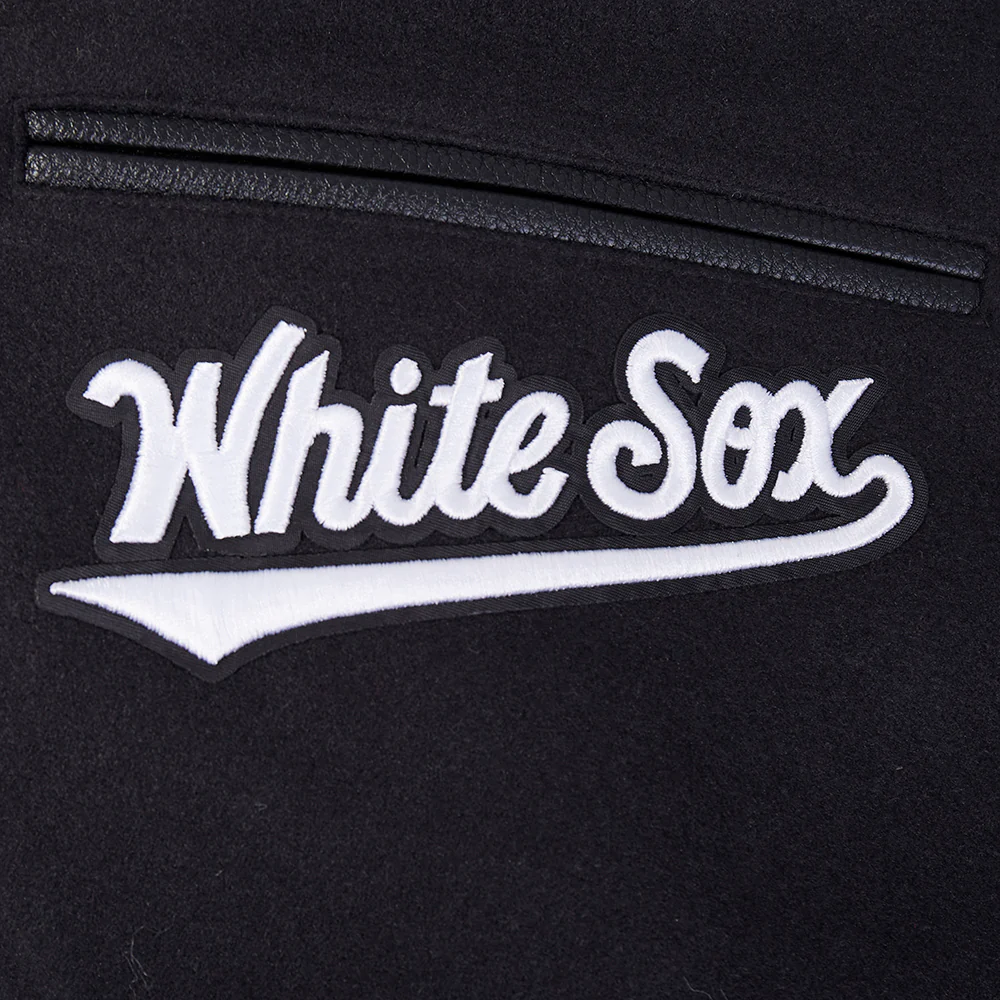 MLB CHICAGO WHITE SOX TEAM BADGE MEN'S RIB WOOL VARSITY JACKET (BLACK/GRAY) - Image 7