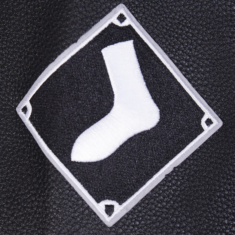 MLB CHICAGO WHITE SOX TEAM BADGE MEN'S RIB WOOL VARSITY JACKET (BLACK/GRAY) - Image 8