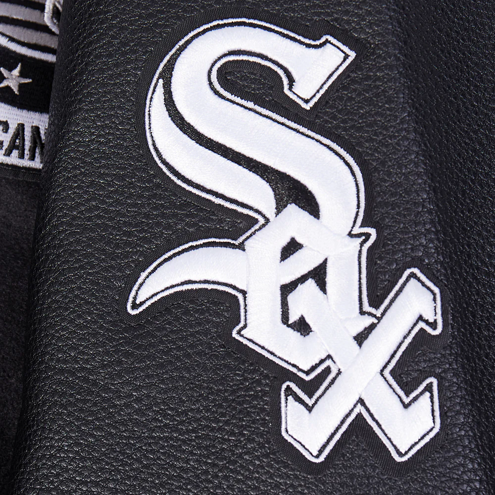 MLB CHICAGO WHITE SOX TEAM BADGE MEN'S RIB WOOL VARSITY JACKET (BLACK/GRAY) - Image 9