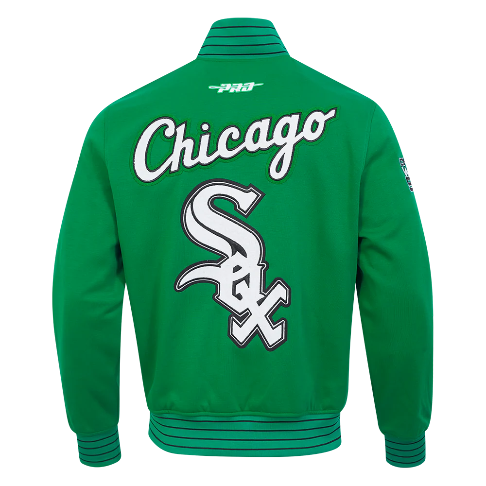 MLB CHICAGO WHITE SOX CURRENT LOGO PRO GAME DAY MEN'S DOUBLE KNIT JACKET (KELLY GREEN/WHITE/BLACK) - Image 3
