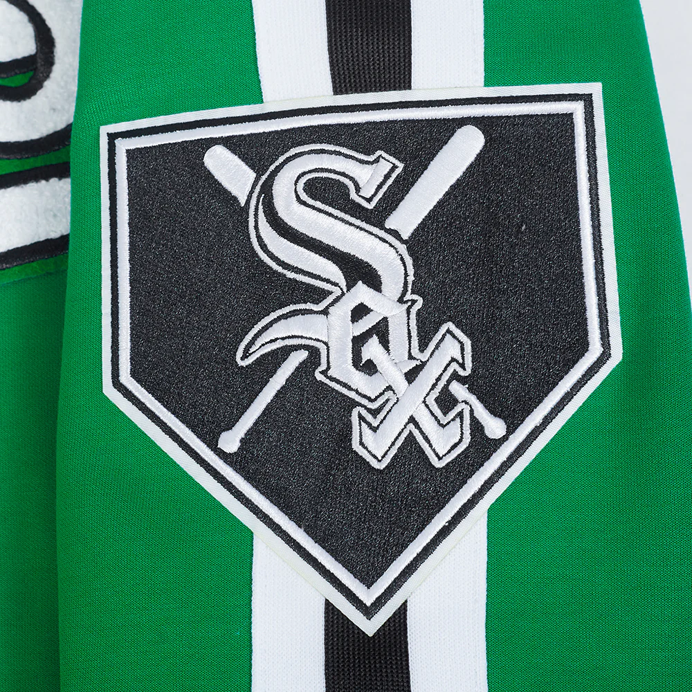 MLB CHICAGO WHITE SOX CURRENT LOGO PRO GAME DAY MEN'S DOUBLE KNIT JACKET (KELLY GREEN/WHITE/BLACK) - Image 5