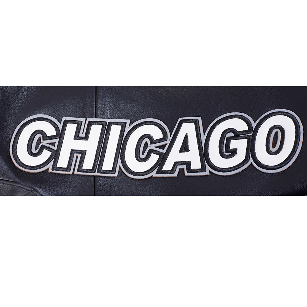 MLB CHICAGO WHITE SOX MEN'S MOTO JACKET (BLACK/WHITE) - Image 8