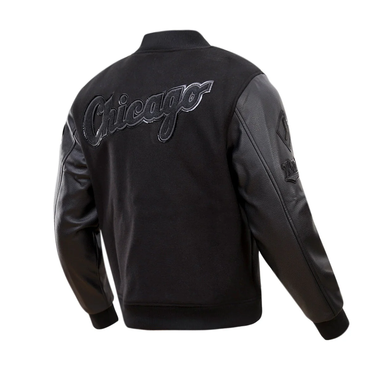 MLB CHICAGO WHITE SOX TRIPLE BLACK MEN'S VARSITY JACKET (BLACK) - Image 5