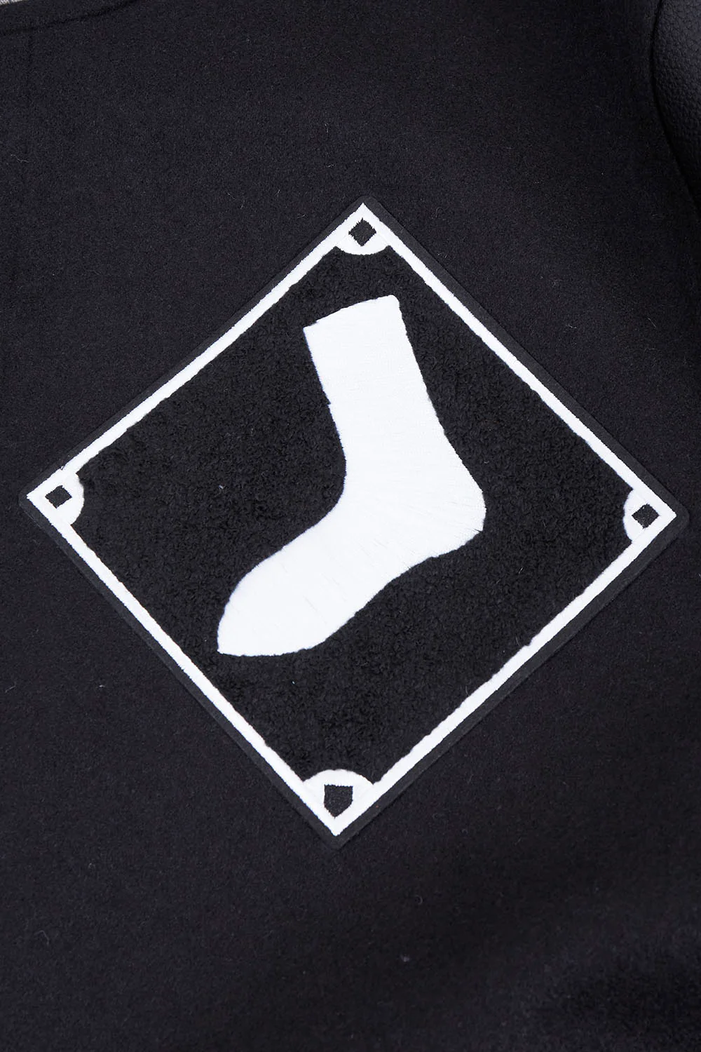 MLB CHICAGO WHITE SOX MASHUP MEN'S RIB WOOL VARSITY JACKET (BLACK/GRAY) - Image 5