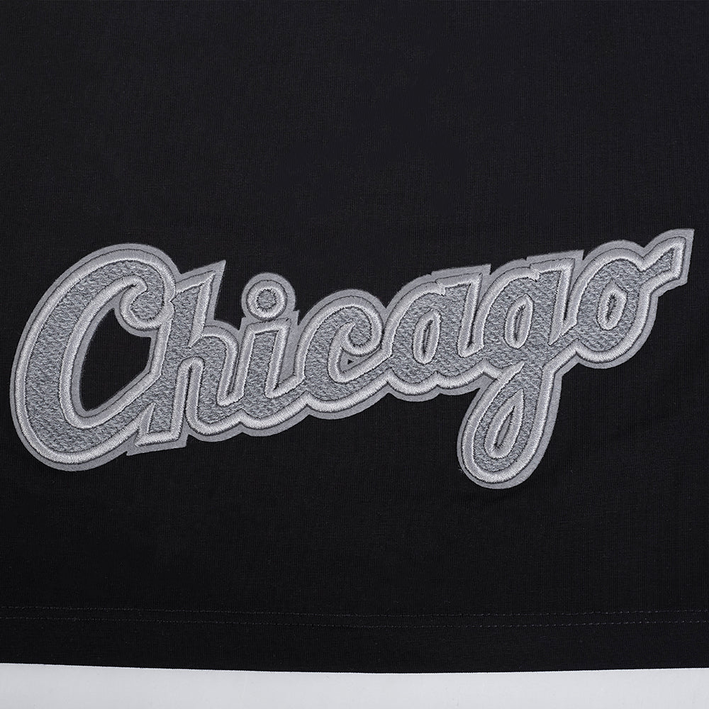MLB CHICAGO WHITE SOX REVERSE FRENCH TERRY WOMEN'S SINGLE JERSEY BOXY TOP (BLACK) - Image 7
