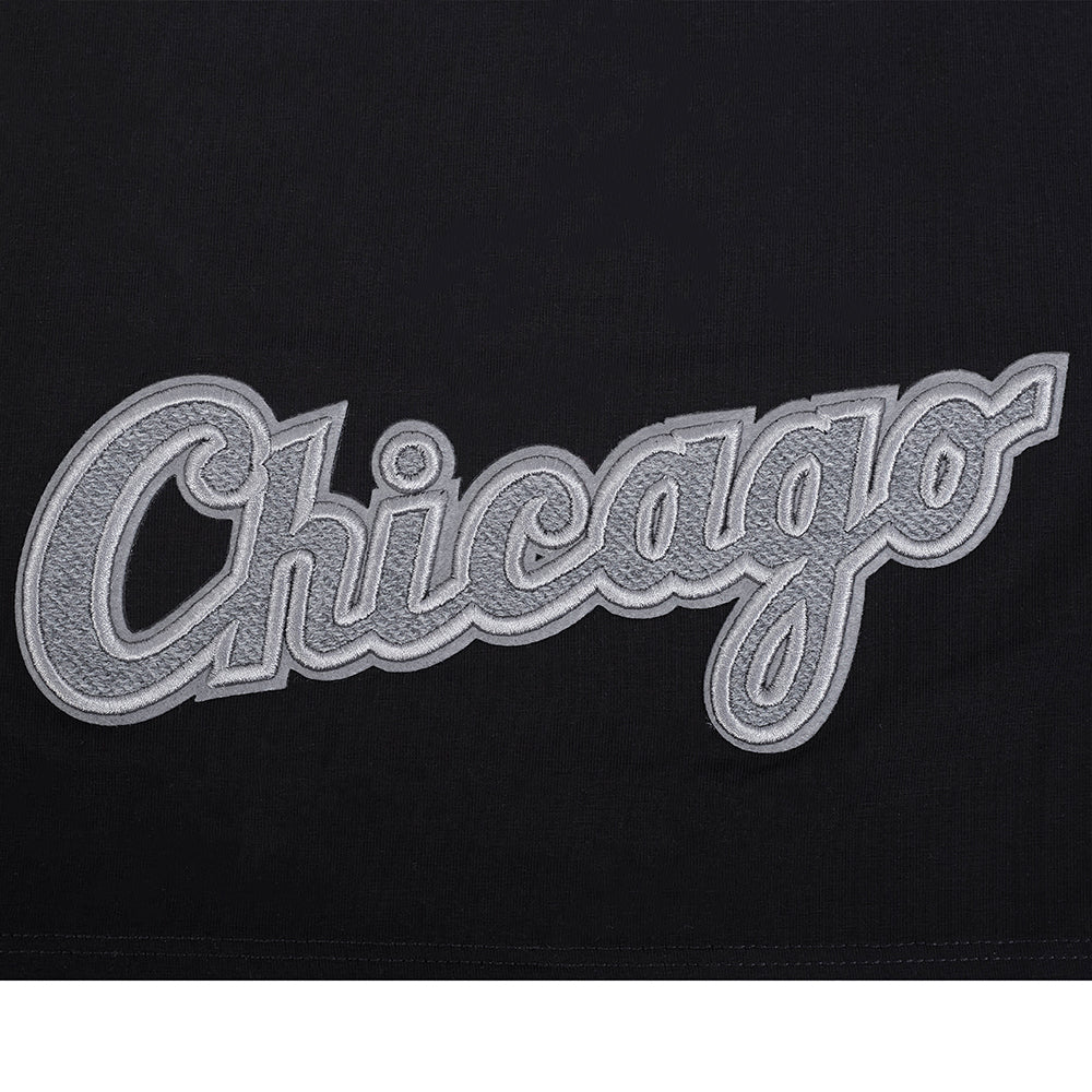 MLB CHICAGO WHITE SOX REVERSE FRENCH TERRY WOMEN'S SINGLE JERSEY BOXY TOP (BLACK) - Image 9