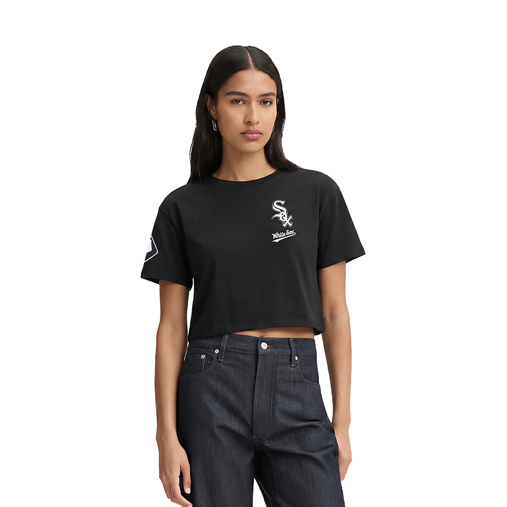 MLB CHICAGO WHITE SOX CLASSIC CHENILLE WOMEN'S SJ BOXY TOP (BLACK)