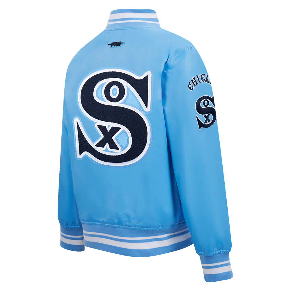 MLB CHICAGO WHITE SOX RETRO CLASSIC BIG BOYS RIB SATIN JACKET (UNIVERSITY BLUE) - Image 4