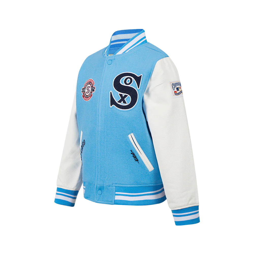 MLB CHICAGO WHITE SOX RETRO CLASSIC BIG BOYS RIB WOOL VARSITY JACKET (UNIVERSITY BLUE/WHITE) - Image 2