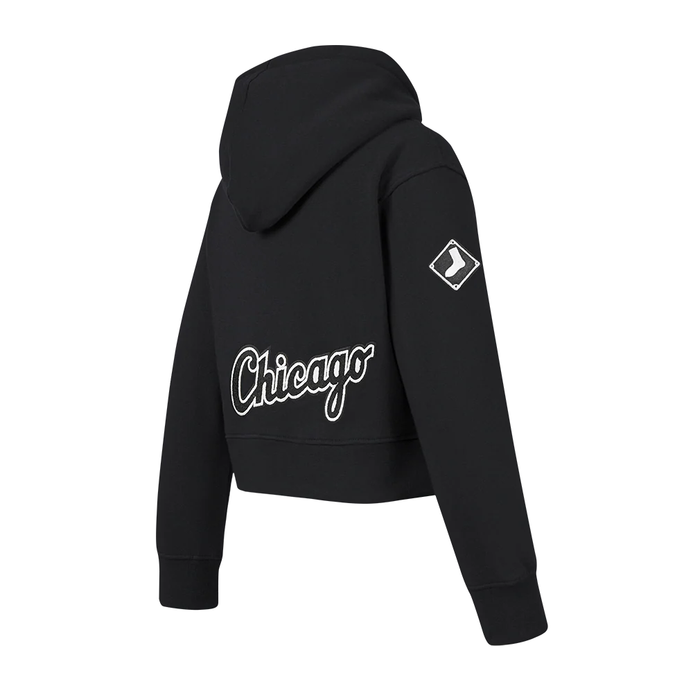 MLB CHICAGO WHITE SOX CLASSIC BIG GIRLS FLEECE FZ HOODIE (BLACK) - Image 4