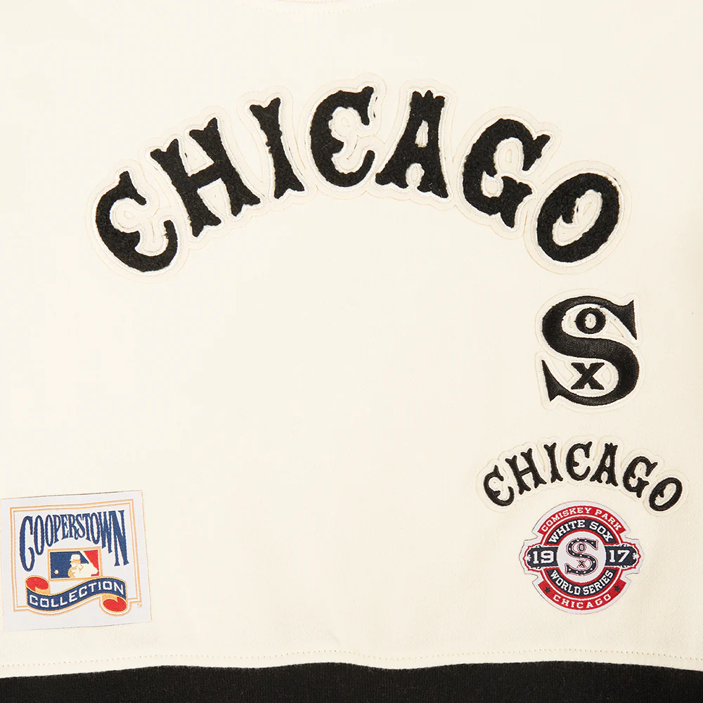MLB CHICAGO WHITE SOX RETRO CLASSIC BIG GIRLS RIB FLEECE CREWNECK (EGGSHELL/ BLACK) - Image 5