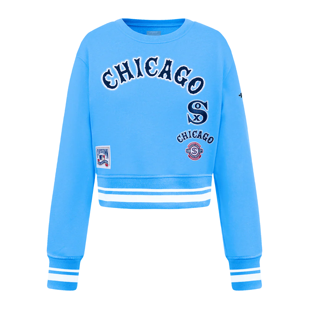 MLB CHICAGO WHITE SOX RETRO CLASSIC BIG GIRLS RIB FLEECE CREWNECK (UNIVERSITY BLUE)