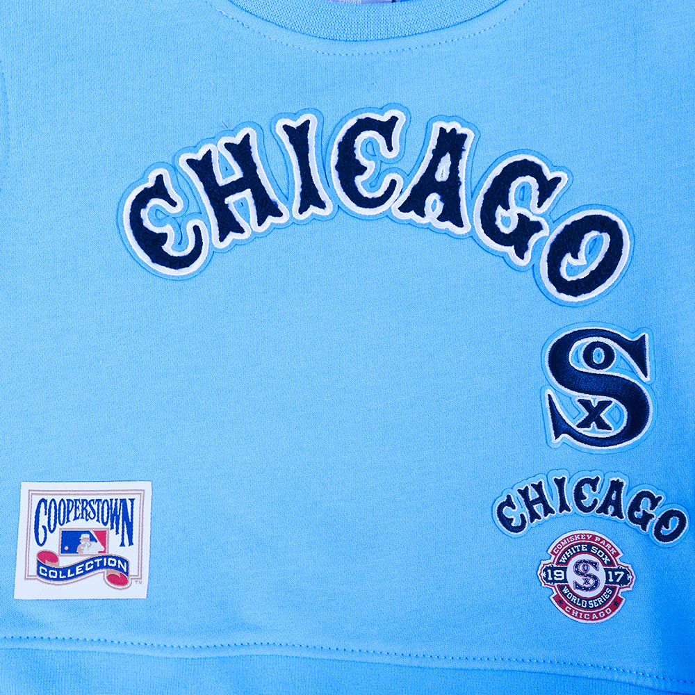 MLB CHICAGO WHITE SOX RETRO CLASSIC BIG GIRLS RIB FLEECE CREWNECK (UNIVERSITY BLUE) - Image 5