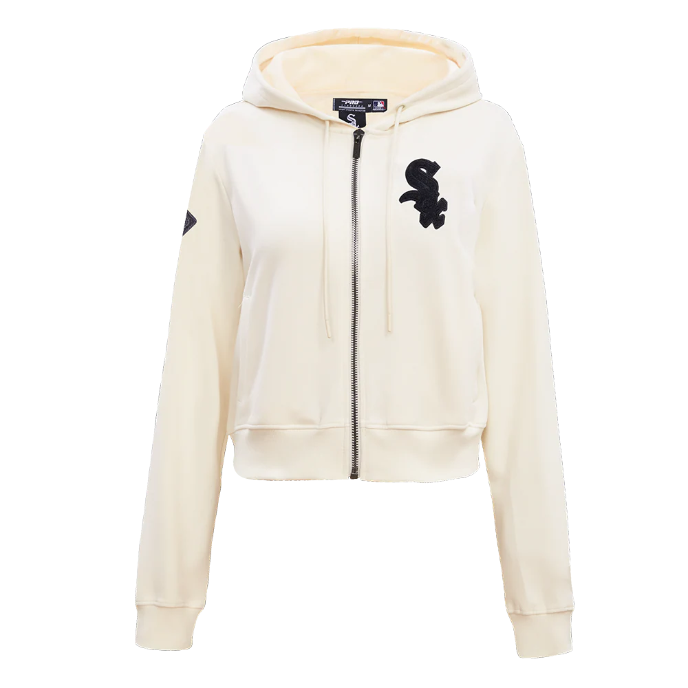MLB CHICAGO WHITE SOX TRIPLE TONAL DOUBLE KNIT FULL ZIP WOMEN'S PULLOVER HOODIE (EGGSHELL)