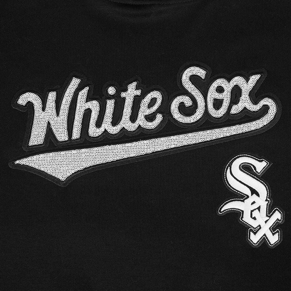 MLB CHICAGO WHITE SOX GAME DAY CLASSICS WOMEN'S DOUBLE KNIT CROPPED PULLOVER HOODIE (BLACK) - Image 8