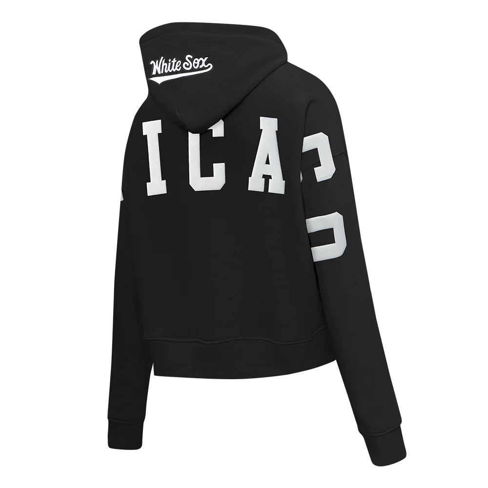 MLB CHICAGO WHITE SOX WINGSPAN WOMEN'S FLC CROPPED PO HOODIE (BLACK) - Image 4