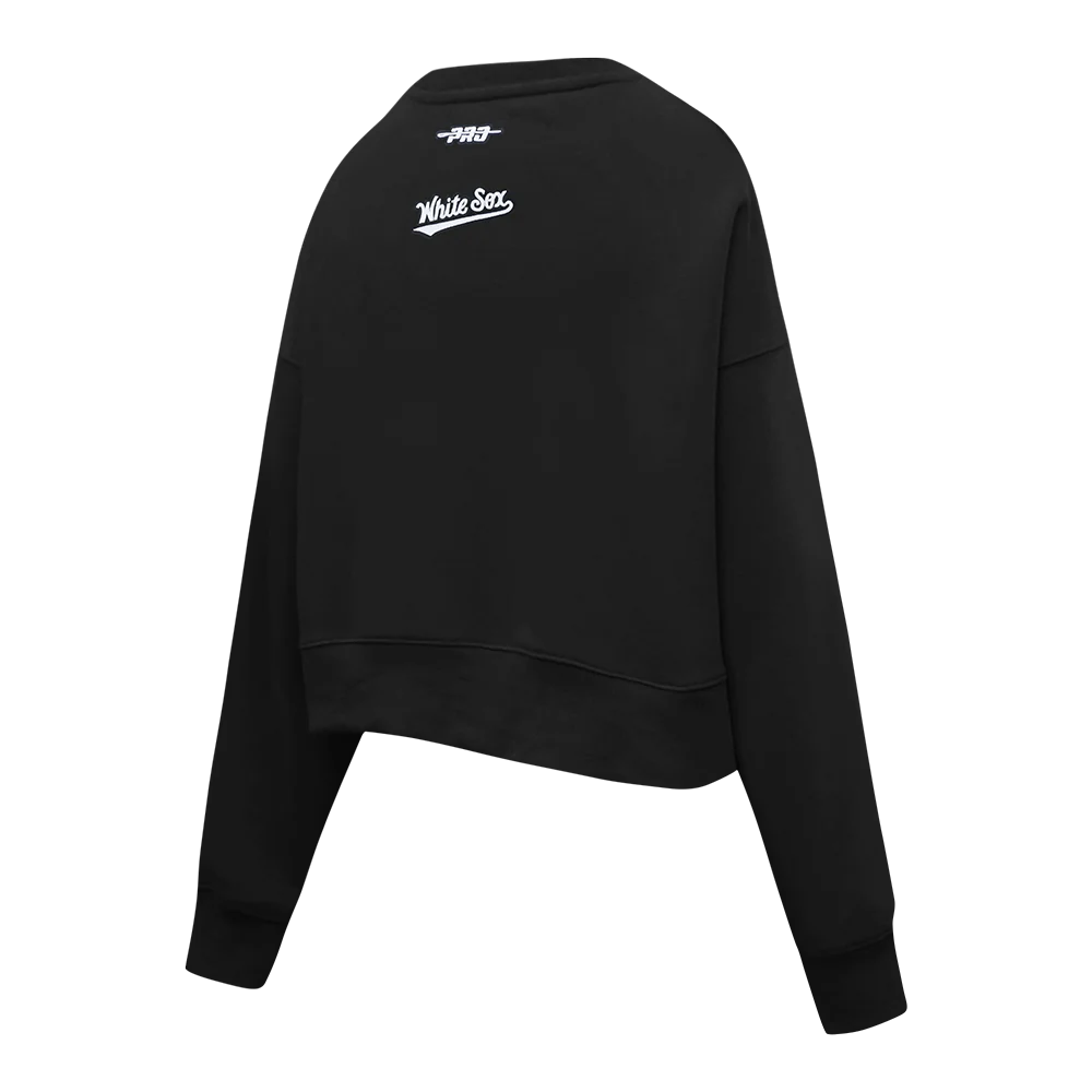 MLB CHICAGO WHITE SOX CLASSIC CHENILLE WOMEN'S FLC CREWNECK (BLACK) - Image 4